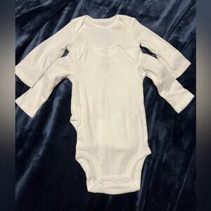 Carter’s Baby 3M Long Sleeve Onesies 2 Pack White Bodysuits 100% Cotton NWOT